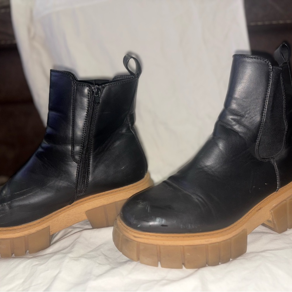 Black Leather Ankle Boots